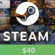 Steam Gift Card $40 US Activation Code