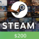 Steam Gift Card $200 Global Activation Code